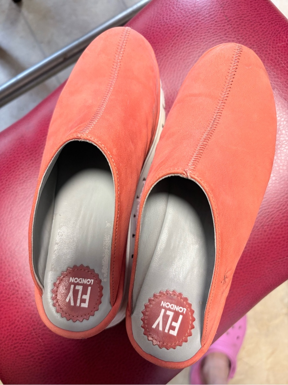 Fly London Coral-Orange Slip-On Mules